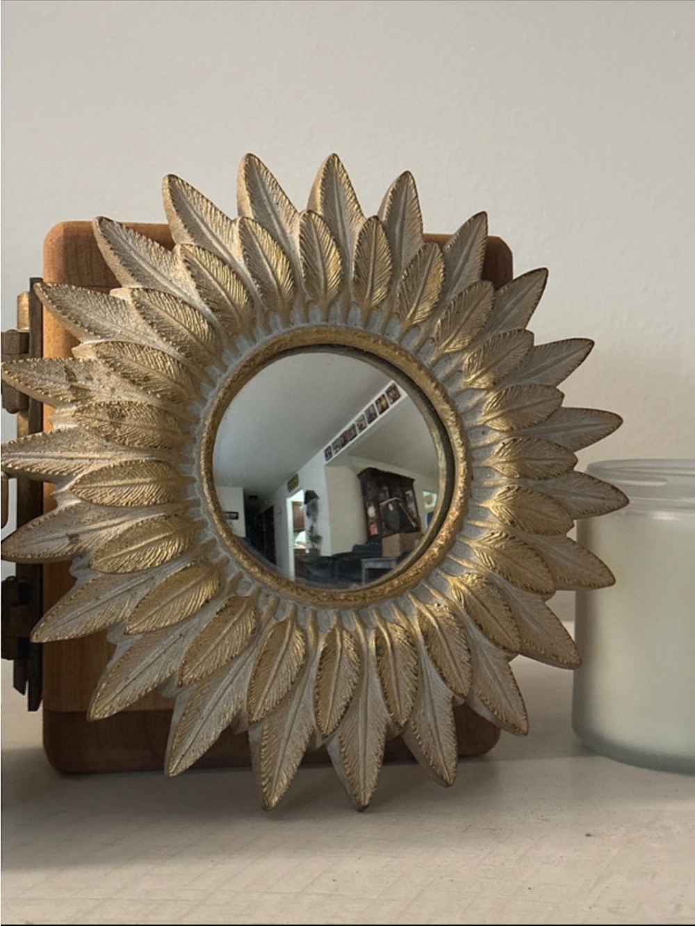 Gold Leaf Sunburst Wall Mirror - Decorative Home Accent